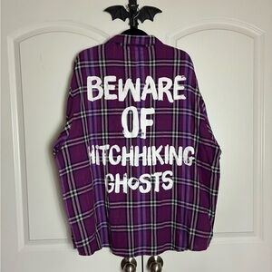 Cakeworthy NWOT Haunted Mansion Hitchhiking Ghost Plaid Button Up Shirt  4X